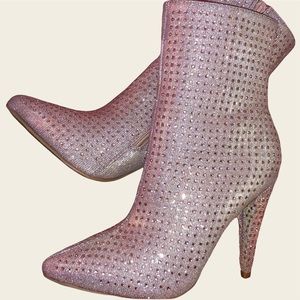 Rose Gold Metallic Rhinestone Boots